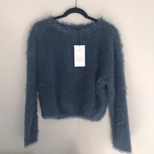 Faux fur long sleeve sweater